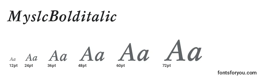 MyslcBolditalic Font Sizes