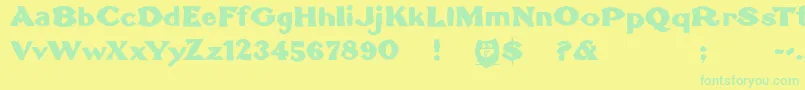 Brokenlinocut Font – Green Fonts on Yellow Background