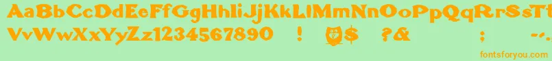 Brokenlinocut Font – Orange Fonts on Green Background