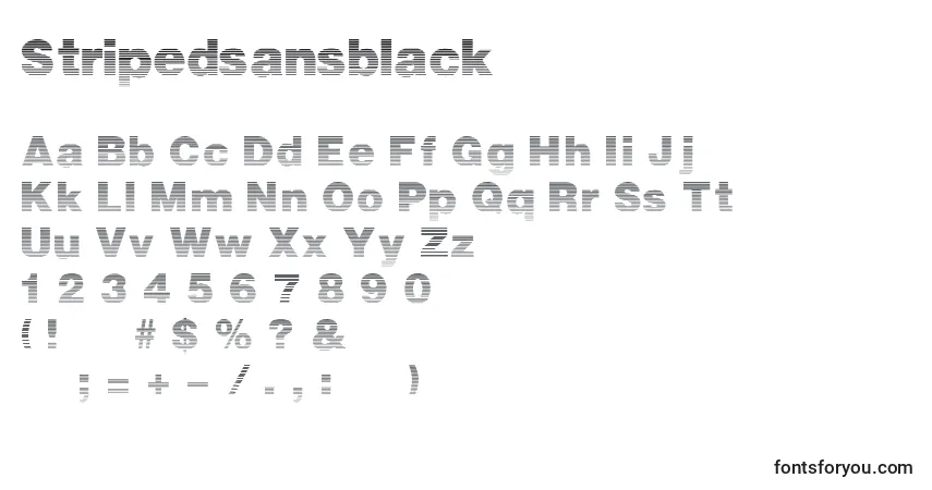 A fonte Stripedsansblack – alfabeto, números, caracteres especiais