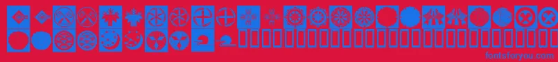 OrientPatternDingsSet4 Font – Blue Fonts on Red Background