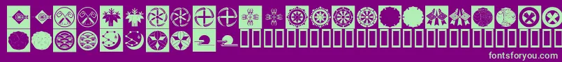 OrientPatternDingsSet4 Font – Green Fonts on Purple Background