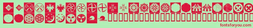 OrientPatternDingsSet4 Font – Red Fonts on Green Background