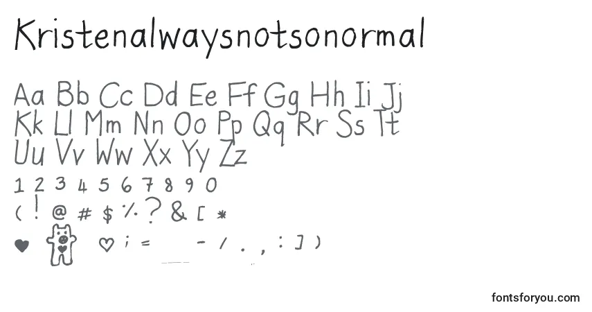 Schriftart Kristenalwaysnotsonormal – Alphabet, Zahlen, spezielle Symbole