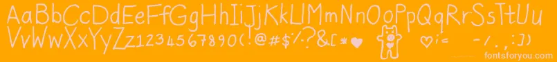 More about Kristenalwaysnotsonormal Font Kristenalwaysnotsonormal Font – Pink Fonts on Orange Background