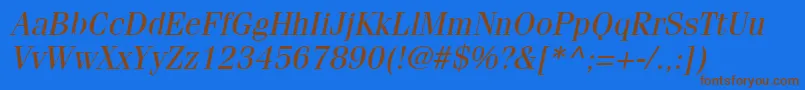 ItcFeniceLtOblique Font – Brown Fonts on Blue Background