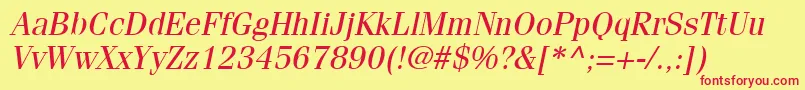 ItcFeniceLtOblique Font – Red Fonts on Yellow Background