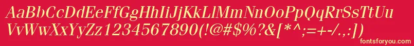 ItcFeniceLtOblique Font – Yellow Fonts on Red Background