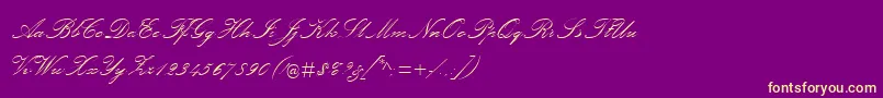 PalaceScriptMt-Schriftart – Gelbe Schriften auf violettem Hintergrund