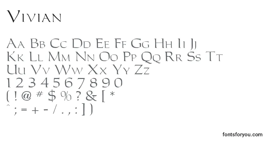 A fonte Vivian – alfabeto, números, caracteres especiais