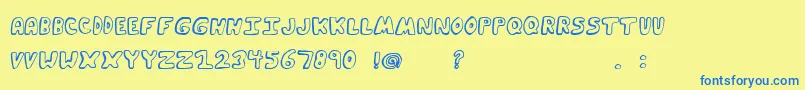 フォントFunkyMuskratRegular – 青い文字が黄色の背景にあります。