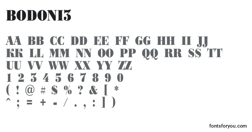 A fonte Bodoni3 – alfabeto, números, caracteres especiais