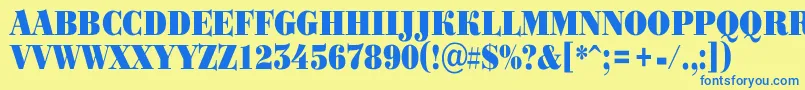 フォントBodoni3 – 青い文字が黄色の背景にあります。