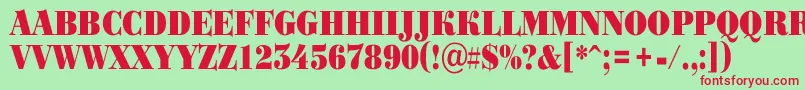 Fonte Bodoni3 – fontes vermelhas em um fundo verde