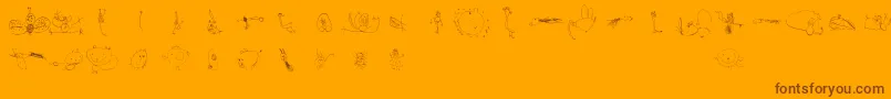 Julidoodles3yrsBig-Schriftart – Braune Schriften auf orangefarbenem Hintergrund