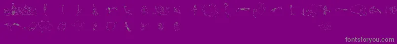 Julidoodles3yrsBig-Schriftart – Graue Schriften auf violettem Hintergrund