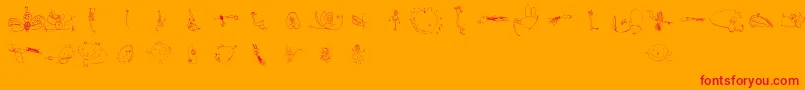 Julidoodles3yrsBig Font – Red Fonts on Orange Background