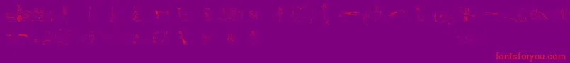 Julidoodles3yrsBig-Schriftart – Rote Schriften auf violettem Hintergrund