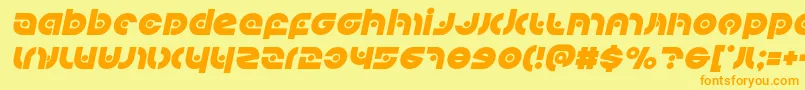 Kovacsspotital-Schriftart – Orangefarbene Schriften auf gelbem Hintergrund