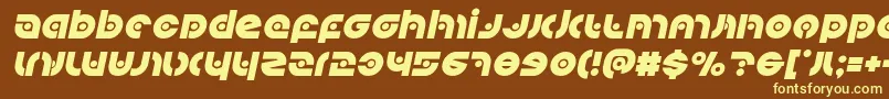 Kovacsspotital-fontti – keltaiset fontit ruskealla taustalla
