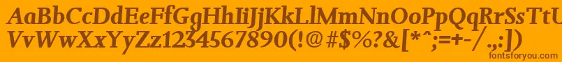 JessicaBoldita-Schriftart – Braune Schriften auf orangefarbenem Hintergrund