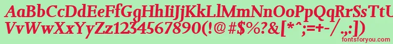 JessicaBoldita Font – Red Fonts on Green Background