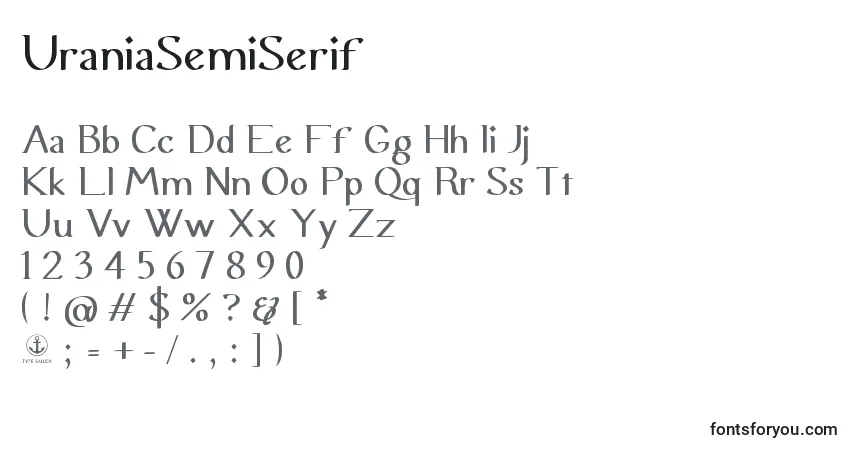 UraniaSemiSerif Font – alphabet, numbers, special characters
