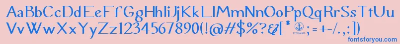 UraniaSemiSerif-Schriftart – Blaue Schriften auf rosa Hintergrund