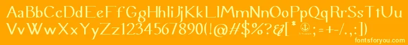 UraniaSemiSerif-Schriftart – Gelbe Schriften auf orangefarbenem Hintergrund