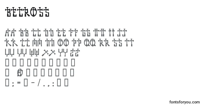 Schriftart Becross – Alphabet, Zahlen, spezielle Symbole