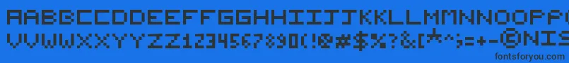 NishukiPixels Font – Black Fonts on Blue Background
