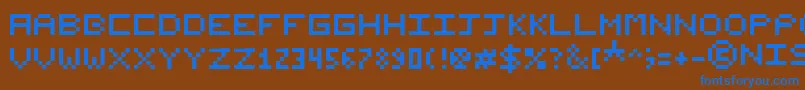 フォントNishukiPixels – 茶色の背景に青い文字