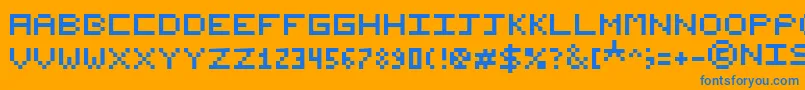 NishukiPixels Font – Blue Fonts on Orange Background