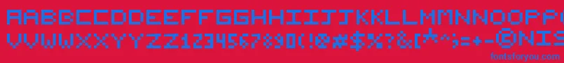 NishukiPixels Font – Blue Fonts on Red Background