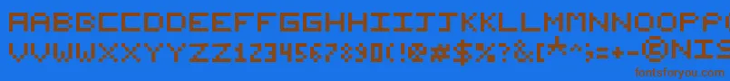 NishukiPixels-Schriftart – Braune Schriften auf blauem Hintergrund