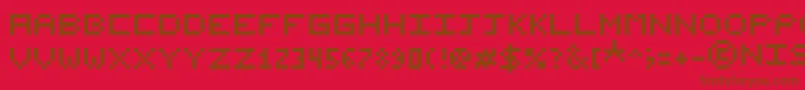 Czcionka NishukiPixels – brązowe czcionki na czerwonym tle