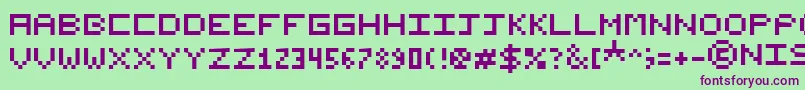 Шрифт NishukiPixels – фиолетовые шрифты на зелёном фоне