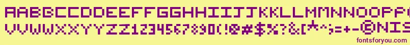 NishukiPixels Font – Purple Fonts on Yellow Background