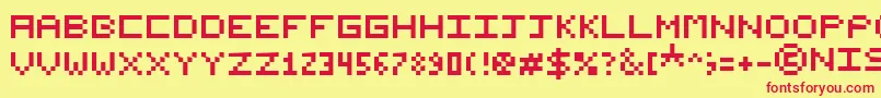 NishukiPixels Font – Red Fonts on Yellow Background