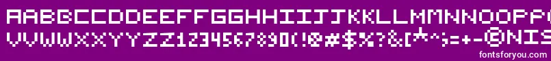 NishukiPixels-fontti – valkoiset fontit violetilla taustalla