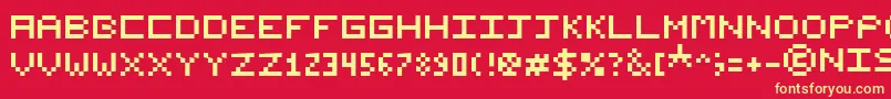 NishukiPixels Font – Yellow Fonts on Red Background