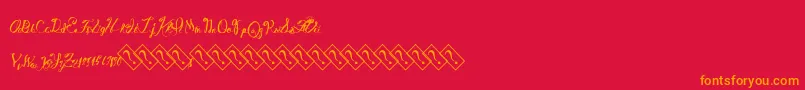 フォントWinebasement – 赤い背景にオレンジの文字