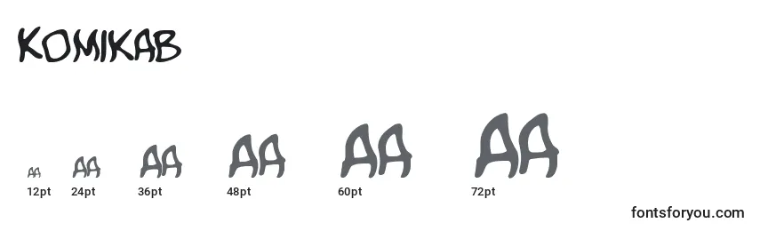 Размеры шрифта Komikab