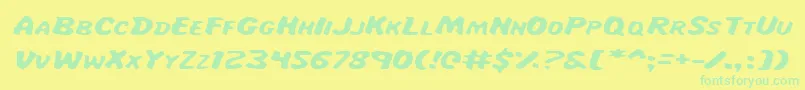 MissAmandaItalexp Font – Green Fonts on Yellow Background