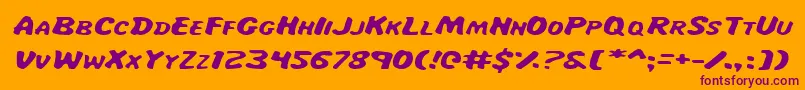 フォントMissAmandaItalexp – オレンジの背景に紫のフォント