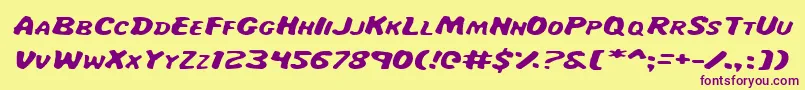 MissAmandaItalexp Font – Purple Fonts on Yellow Background