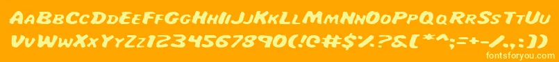 MissAmandaItalexp Font – Yellow Fonts on Orange Background