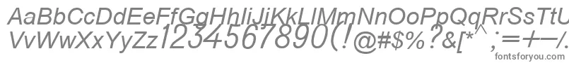 Do431italic-Schriftart – Graue Schriften auf weißem Hintergrund