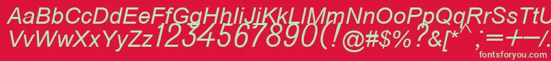 Czcionka Do431italic – zielone czcionki na czerwonym tle