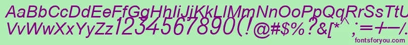Police Do431italic – polices violettes sur fond vert
